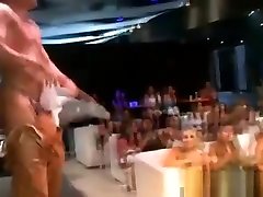 gymm orgy fan sucks stripper cock and gets jizzed at party