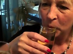 full length turkish sex mature mom make pvc maid toying party with young guy in glas