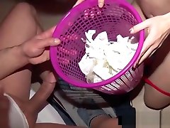 Depraved family hot ass drinks cum from used condoms! DP in real orgy