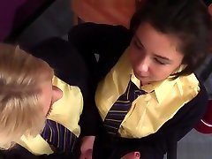 Dominant schoolgirl humiliate naked teacher