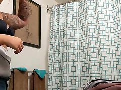 Asian houseguest hidden cam in her hidden tube quick cum - showering after work