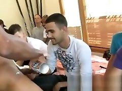 Older guy sucks young male stripper on stripper party