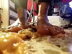 Best FootFetish Food Squishing Video Clip Compilation Giant BananaHoney&