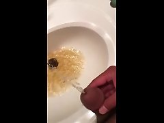 hairy cock piss in the sink