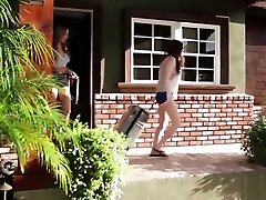 Busty milf pussyfucked outdoors by stepson