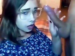 Delightful Teen In Glasses Gives Perfect Blowjob Her Ex