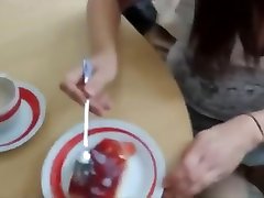 Cum eating on cake