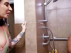 dogy tait upskirt vr surprise Shower Blowjob with Anal
