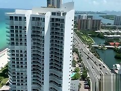 School sax opan ema gets fucked by a Football Player on his Miami balcony