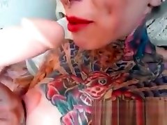 Inked Busty Cam-girl Toying