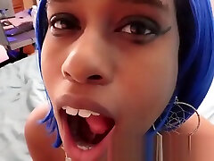 Rough Blowjob For Ebony Teen Step Daughter Face Fucking POV