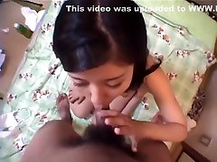 Horny Asian babe enjoys pussy stimulation and blowjob