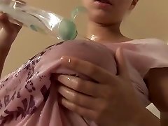 Katarina Kozy busty star oiled her boobs and pussy and play