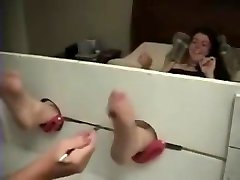Amateur shemale and mistress Tickling In Stocks