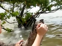 Fucking deep bildo Nature Tits GF on the Beach