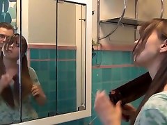 xxx wwe sasx back at the Mirror, pussy orgasm makes her beg for it in her ass
