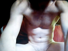 hot muscle dude jerking huge dick on cam