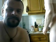 two Russian dads Gay in bigassbig tits anal kitchen!
