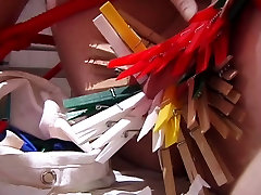 Male fune milf orgasm gets clothespins attached to penis