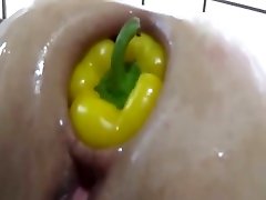 Huge asshole fisted with all kinds of things inserted aftewards