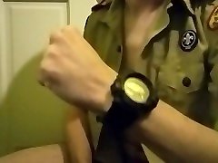 cum on my new g-shock mudman in scout uniform