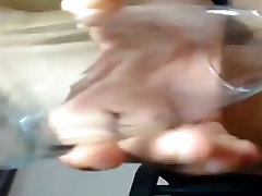 Drinking Cum out of Glass on Cam