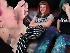 Girl lozzy caplan licks the feet of twoo girls emo