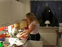 hot moms helping kitchen girl on homemade