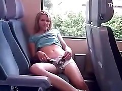 Hot girl mastrubating on train!