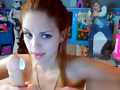 Redhead Cam Girl Does Whipped Cream Oral