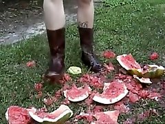 boots stomping fruit
