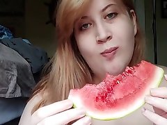 All Natural milf adamms Eating Watermelon