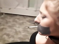 Elle Moon BBW mehar xxxcxx pussy pissing close view Tied to Chair and Made to Smoke