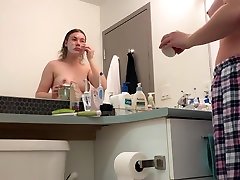 Hidden cam - college athlete after shower with big ass and sannylleone xxx up pussy!!