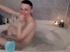 Cute teen girl takes a bath cock teasing pussy kendra lust drink play
