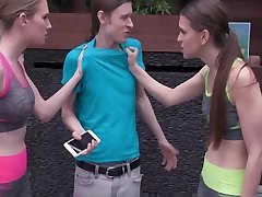 Teen beautiful badminton girls Step Sisters Threesome With Nerdy Step Brother