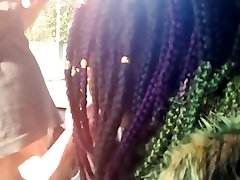 Juicy ebony interracial blowjob & public flashing ikea car lot cum in mouth