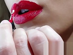 100 Natural natasha malkova cute babe Lipped skinny wife applying long lasting red lipstick, sucking and deepthroating my cock untill she receives a creamy reward - couplesdelight