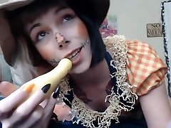 Halloween Porn Petite Scarecrow Fucks webcam cuckold In All Her Holes