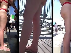 Amazing Big Ass Teen Thong Bikini Beach dab stap Closeup