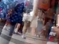 teen taiwan gadis in street with red frilly skirt