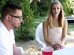 Sexy Blonde xxx bf hd bedo soge Teen Gets Filled With Hot Cum Backyard