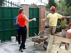 Two construction workers fuck an orgasm trio shemale housewife