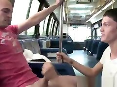 Commuter gets a blowjob before he fucks gay twink