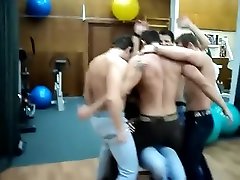 Male strippers rehearse and brawl
