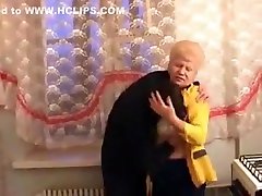Russian granny Margo fucks young apartment in the kitchen
