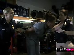 Mechanics dick is sucked and fucked by perverted female officers