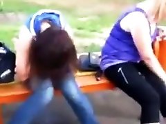 Silly Girls pissing in Public
