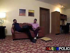 Horny cop busts gay daddy spanking bad boy slut for solicitation in his appartment