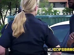 Obnoxious criminal gets his cock sucked and ridden by gay pron cum officers